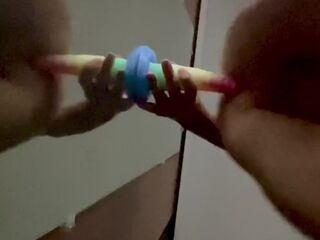 Chastity masturbating during the time that mastix watches from couch!