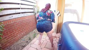 Hot Wife Haley stripping in Short Denim Shorts