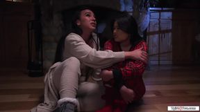 Im cozying up to my hard cock shemale gf