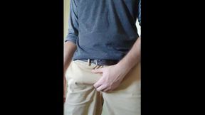 Pulling out my hard, uncut cock!
