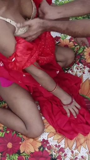 Indian Bhabhi Red Traditional Dress Intimate Sex with Devar - Homemade