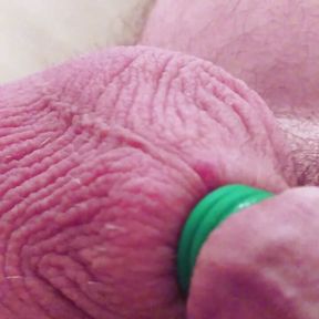 Wanking my banded cock with elastrator bands on