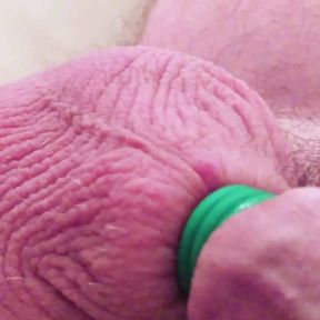 Wanking my banded cock with elastrator bands on