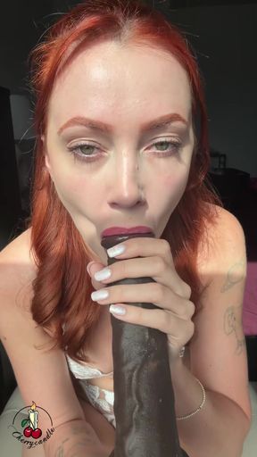 Cherry Candle Does Huge BBC Dildo Blowjob