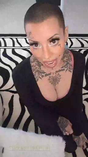 Bald Tattooed slut gives POV blowjob huge dildo DOWNLOAD