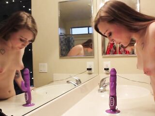 THICK Gal SQUIRTS Like INSANE After Riding Sex-Toy On Counter!