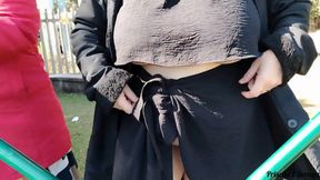 My Stepmother and Stepsister Asked Me to Record Them Showing off Outside While Exercising