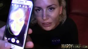 ”British tatted blondie Yuffie doggystyle fucks before blowjob”