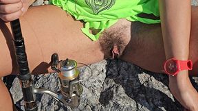 no panties fishing # pissing my lure on rock fish spot