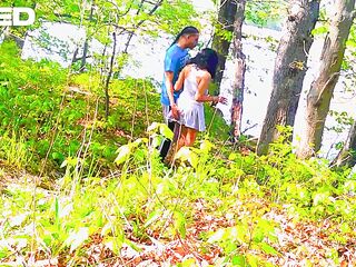 bike trail fellatio outside public caught cosplay petticoat woods