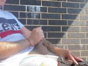 Jacking off on the balcony in plain daylight
