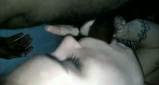Petite white young hottie gobbles my black cock after party