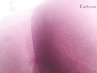 Showing my ass in bright pink tight pants! Slow striptease!