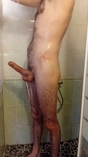 Big erection in the shower