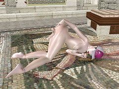 Beautiful Shemale Fingers Ass on Floor 3D Cartoon Henta