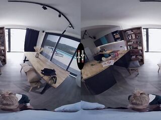 Lascivious blond Jade J'adore makes stepdaddy dinner and rides his this large bulky rod - DarkRoomVR