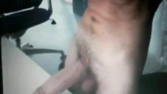 Amateur Guy Strokes Thick Huge Cock on Desk
