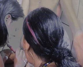 Two amazing German chicks pleasing a cock with their mouths