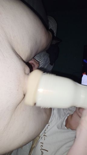 She Fucks My Hard Cock with a Tight Fleshlight Until Legs Shake