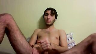 Watch this kinky teen's hair-raising solo play before taking his cut-off-shaving off