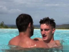 Big dick gay threesome and cumshot