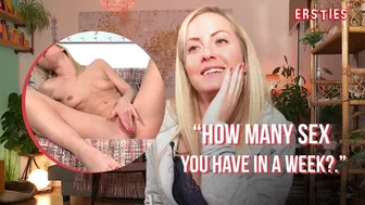 German blonde Sicilia strokes her shaved pussy in solo masturbation