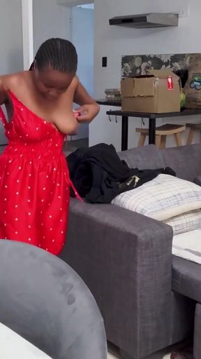 This shy EBONY TEEN barely spoke at first... only to scream in pleasure as I stretched her PUSSY   Clip 1