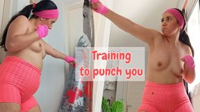 Chubby girl boxing: training with my punching bag to kick your ass