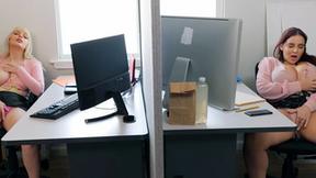 ”Two titty colleagues masturbate at work”