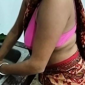 Sky Blue Saree Indian Wife Fuck with kitchen in devar ke saath