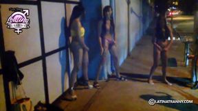 4 t-girls masturbating and cumming on the street