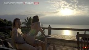 Latina beauty gets deepthroat and facial in public