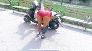 Public Biker Female Having Lots Of Fun At The Park Nyc