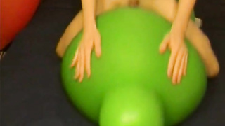 Big green balloon riding humping cum 11