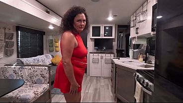 MILF in a dress gets fucked by stepson's cock