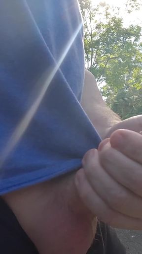 Amateur straight guy flashes his cock next to the busy road   Clip 1