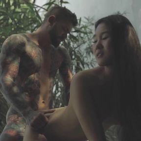 Asian Hottie Katana Sucks Off Hung Tattooed Stud Before Outdoor Fucking