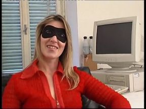 Amateur slut in mask shows her legs and tits and she's more and more wet