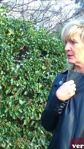 Old German woman is persuaded to have sex on the street   Clip 1