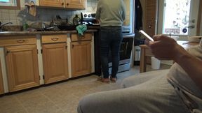 Watching Hardcore Porn Until I Cum Hard While My Stepsister Is Cooking