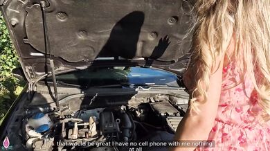 Stranger fixes her car then fucks her rough in public POV