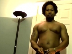 Hunk Rocco shows off his muscles and beats his big cock
