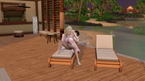Couple gets excited on a day at the beach