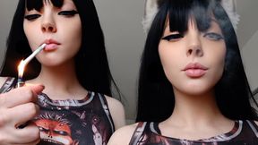 Raw, goth girl's tight, nicotine-scented snatch in close-up, begging for the full, nasty ride