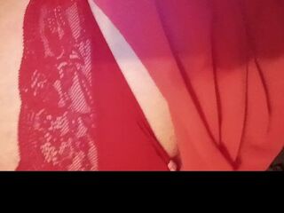 Red suit feeling cute