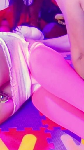 Female DOMINATION in DIAPERS and CHASTITY with a big ANAL plug and PISS   Clip 1