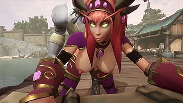 A Day at the Harbor with Redhead Elf and werewolf - Warcraft Parody
