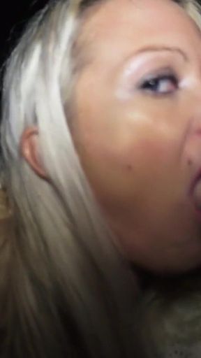Blonde Dogging MILF Slut Sucks off Lots of Strangers Cocks and Gets Covered in Cum