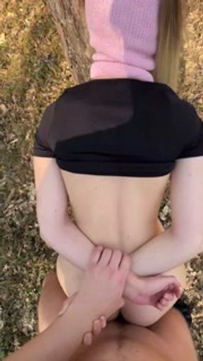 Teen Caught Peeing Outdoors turned into Risky Public BJ and Sex