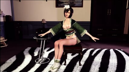 Slim Yuffie Kisaragi solo posing and tease you with her ute small breasts